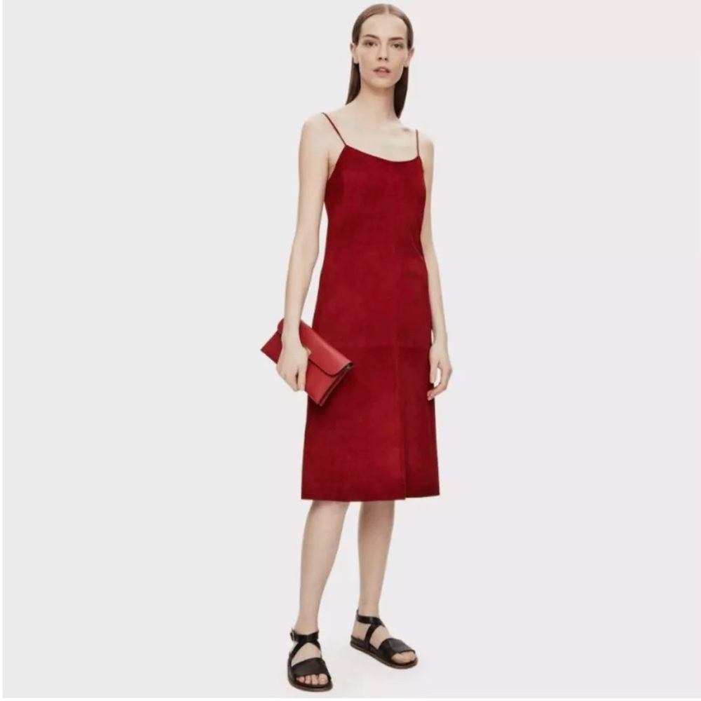 THEORY suede dark crimson dress